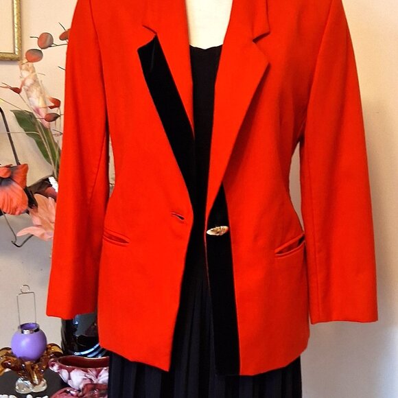 Vintage mr.jax Red Pure Virgin Wool Lined Blazer 100% Wool Jacket - Picture 8 of 11